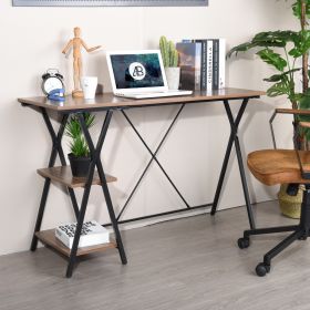 Computer Desk with 2 layers (Color: BROWN WOOD)