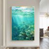 Hand Painted Oil Painting Abstract Underwater Landscape Oil Painting on Canvas Original Sunshine Painting Summer Wall Decor Living room Wall Decor Gre