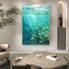 Hand Painted Oil Painting Abstract Underwater Landscape Oil Painting on Canvas Original Sunshine Painting Summer Wall Decor Living room Wall Decor Gre