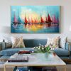 Hand Painted Oil Painting Original Sailboats Painting on Canvas Large Wall Art Abstract Colorful Painting Ocean Art Living room Wall Decor