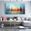 Hand Painted Oil Painting Original Sailboats Painting on Canvas Large Wall Art Abstract Colorful Painting Ocean Art Living room Wall Decor