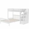 Twin over Full Loft Bed with Staircase,Gray