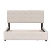 Upholstered Platform Bed with Classic Headboard and 4 Drawers;  No Box Spring Needed;  Linen Fabric;  Queen Size