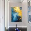 Hand Painted Oil Painting Gold Yellow Wall Painting Navy Blue Seascape Painting On Canvas Acrylic Painting Sea Wave Ocean Painting Extra Large Living