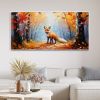 Hand Painted Oil Painting Large Autumn Orange Forest Fox Oil On Canvas Animal Portrait Wall Artwork Golden Fall Nature Home Deco Custom Painting