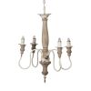 4 - Light Wood Chandelier, Hanging Light Fixture with Adjustable Chain for Kitchen Dining Room Foyer Entryway, Bulb Not Included