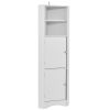 Tall Bathroom Corner Cabinet; Freestanding Storage Cabinet with Doors and Adjustable Shelves; MDF Board; Gray