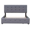 Upholstered Platform Bed with Classic Headboard and 4 Drawers;  No Box Spring Needed;  Linen Fabric;  Queen Size