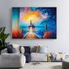 Hand Painted Oil Painting Abstract Coastal Landscape Oil Painting On Canvas Large Wall Art Original Lighthouse Painting Sunset Painting Custom Paintin