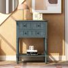 Narrow Console Table, Slim Sofa Table with Three Storage Drawers and Bottom Shelf for Living Room, Easy Assembly