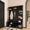 Hall Tree with Shoe Bench, Coat Rack ,Shoe Storage ,Storage Shelves and Pegboard, for Hallways, Halls and Bedrooms