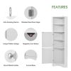 Tall Bathroom Corner Cabinet; Freestanding Storage Cabinet with Doors and Adjustable Shelves; MDF Board; Gray