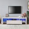 20 minutes quick assemble, modern TV Stand with LED Lights,high glossy front TV Cabinet,can be assembled in Lounge Room, Living Room or Bedroom