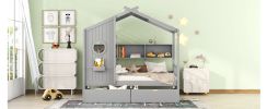 Wooden Twin Size House Bed with 2 Drawers,Kids Bed with Storage Shelf