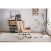 Rocking Chair Nursery, Solid Wood Legs Reading Chair with Teddy Fabirc Upholstered , Nap Armchair for Living Rooms, Bedrooms, Offices, Best Gift,Teddy