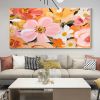 Hand Painted Oil Painting Pink Flower Oil Painting on Canvas Original Wall Decor Abstract Blooming Floral Painting Living room Home Decor Modern Pink