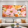 Hand Painted Oil Painting Pink Flower Oil Painting on Canvas Original Wall Decor Abstract Blooming Floral Painting Living room Home Decor Modern Pink