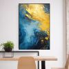 Hand Painted Oil Painting Gold Yellow Wall Painting Navy Blue Seascape Painting On Canvas Acrylic Painting Sea Wave Ocean Painting Extra Large Living