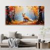 Hand Painted Oil Painting Large Autumn Orange Forest Fox Oil On Canvas Animal Portrait Wall Artwork Golden Fall Nature Home Deco Custom Painting