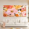 Hand Painted Oil Painting Pink Flower Oil Painting on Canvas Original Wall Decor Abstract Blooming Floral Painting Living room Home Decor Modern Pink