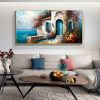 Hand Painted Oil Painting Abstract Seaside Landscape Oil Painting On Canvas Large Wall Art Original Seascape Building Painting Custom Painting