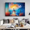 Hand Painted Oil Painting Abstract Coastal Landscape Oil Painting On Canvas Large Wall Art Original Lighthouse Painting Sunset Painting Custom Paintin