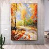 Hand Painted Oil Painting Forrest trees wall art birch trees painting abstract landsdcape art textrued oil painting Original Oil painting decorative p