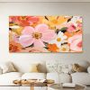 Hand Painted Oil Painting Pink Flower Oil Painting on Canvas Original Wall Decor Abstract Blooming Floral Painting Living room Home Decor Modern Pink