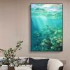 Hand Painted Oil Painting Abstract Underwater Landscape Oil Painting on Canvas Original Sunshine Painting Summer Wall Decor Living room Wall Decor Gre