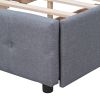 Upholstered Platform Bed with Classic Headboard and 4 Drawers;  No Box Spring Needed;  Linen Fabric;  Queen Size