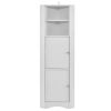 Tall Bathroom Corner Cabinet; Freestanding Storage Cabinet with Doors and Adjustable Shelves; MDF Board; Gray