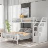 Twin over Full Loft Bed with Staircase,Gray