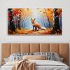 Hand Painted Oil Painting Large Autumn Orange Forest Fox Oil On Canvas Animal Portrait Wall Artwork Golden Fall Nature Home Deco Custom Painting